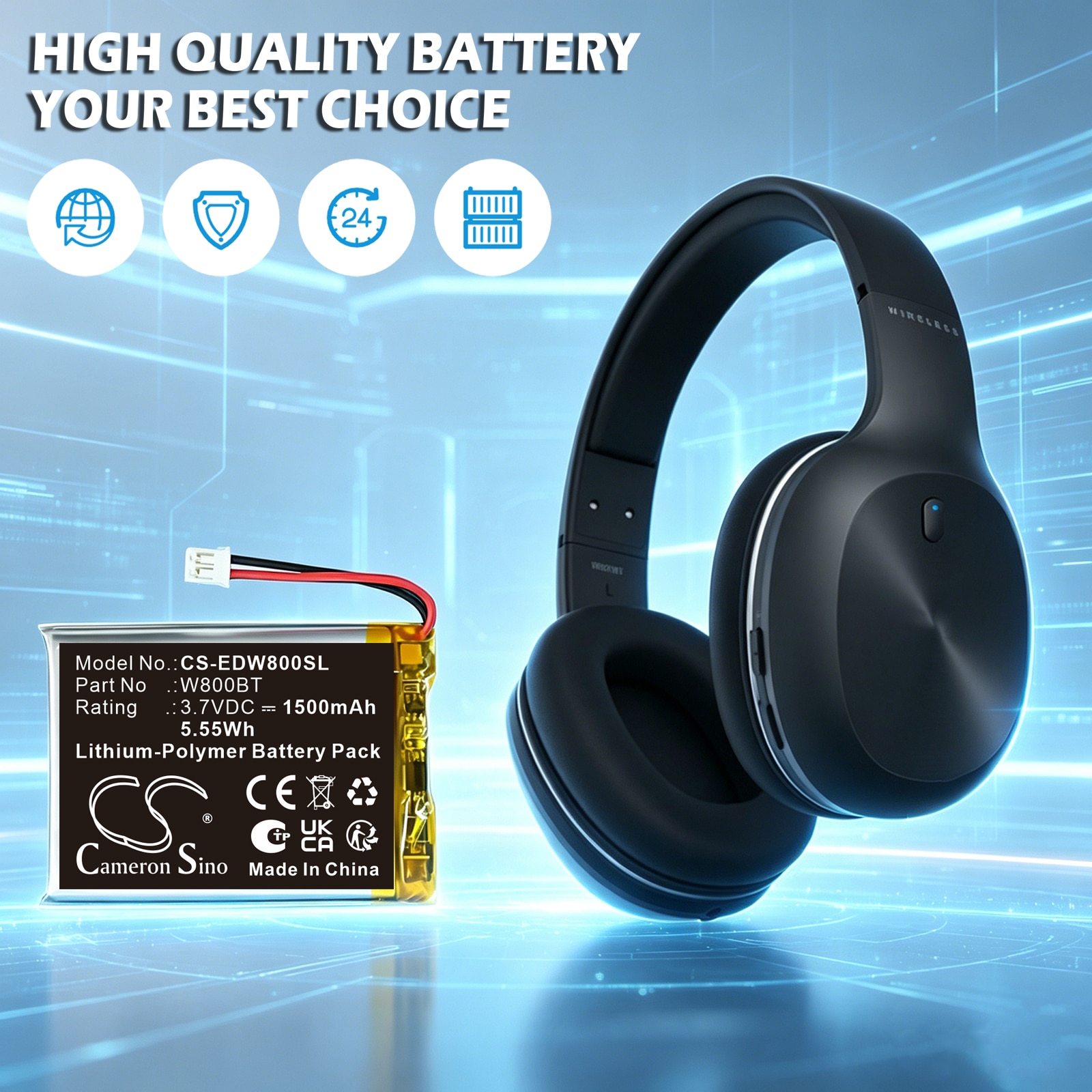 Batteri til trådløst headset til Edifier W800BT