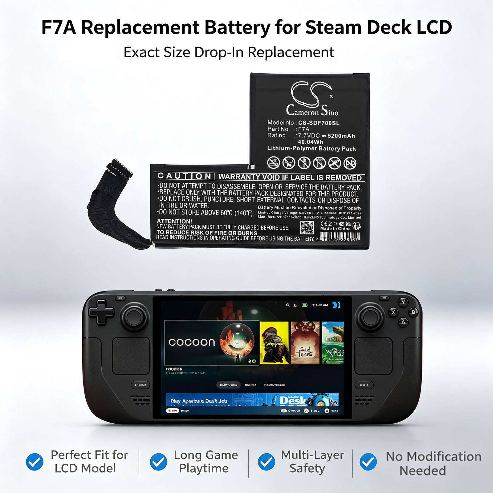 Batteri til Steam Deck F7A-spilkonsol