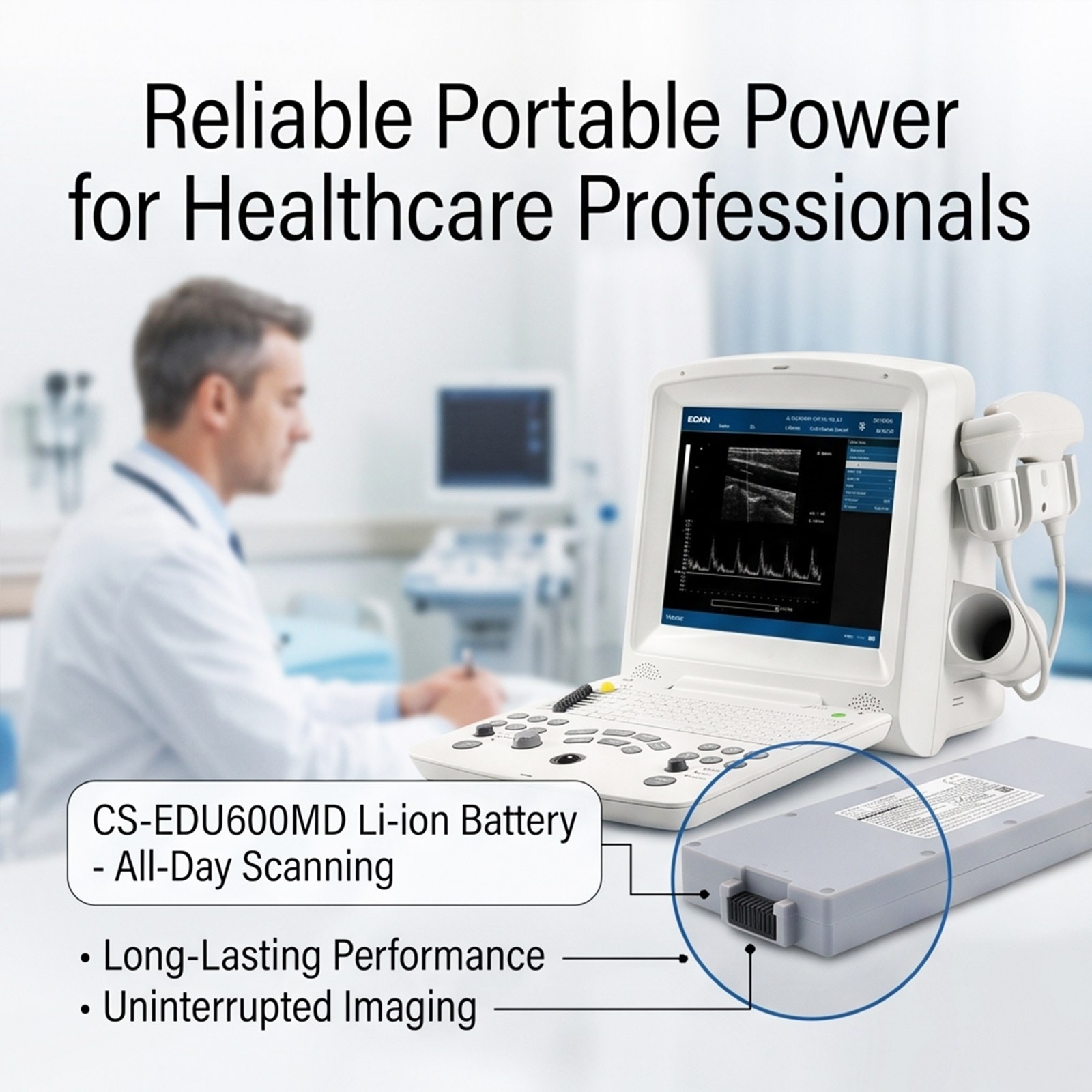 Batteri til EDAN DUS60, DUS 60 diagnostiske ultralydssystemer m.fl.