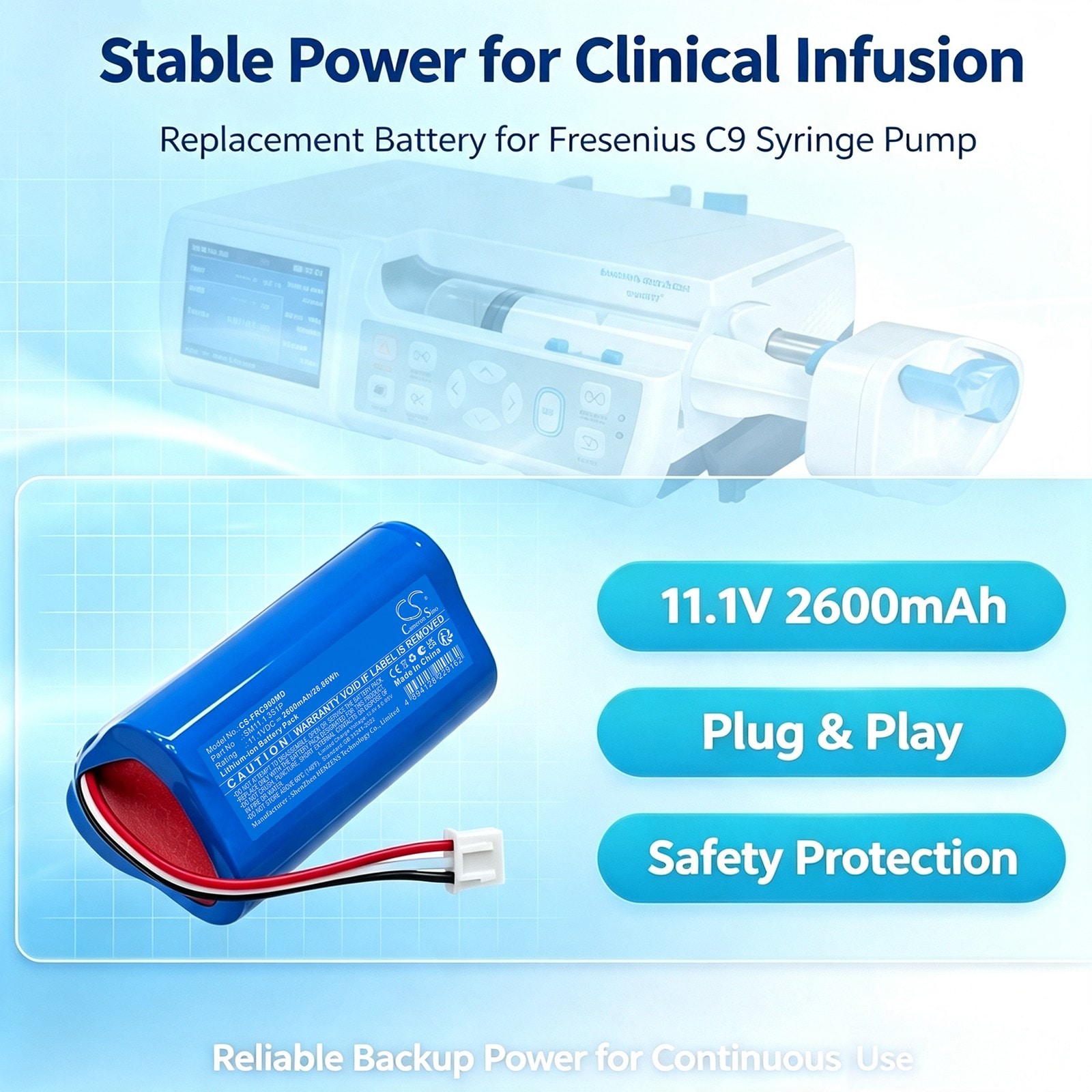 Batteri til medicinsk udstyr til Fresenius C9