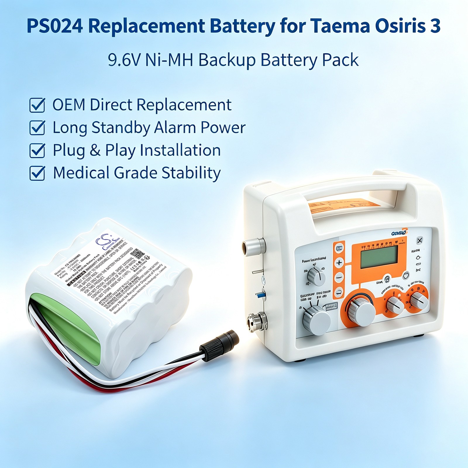 Batteri til Taema Osiris 3 medicinsk udstyr