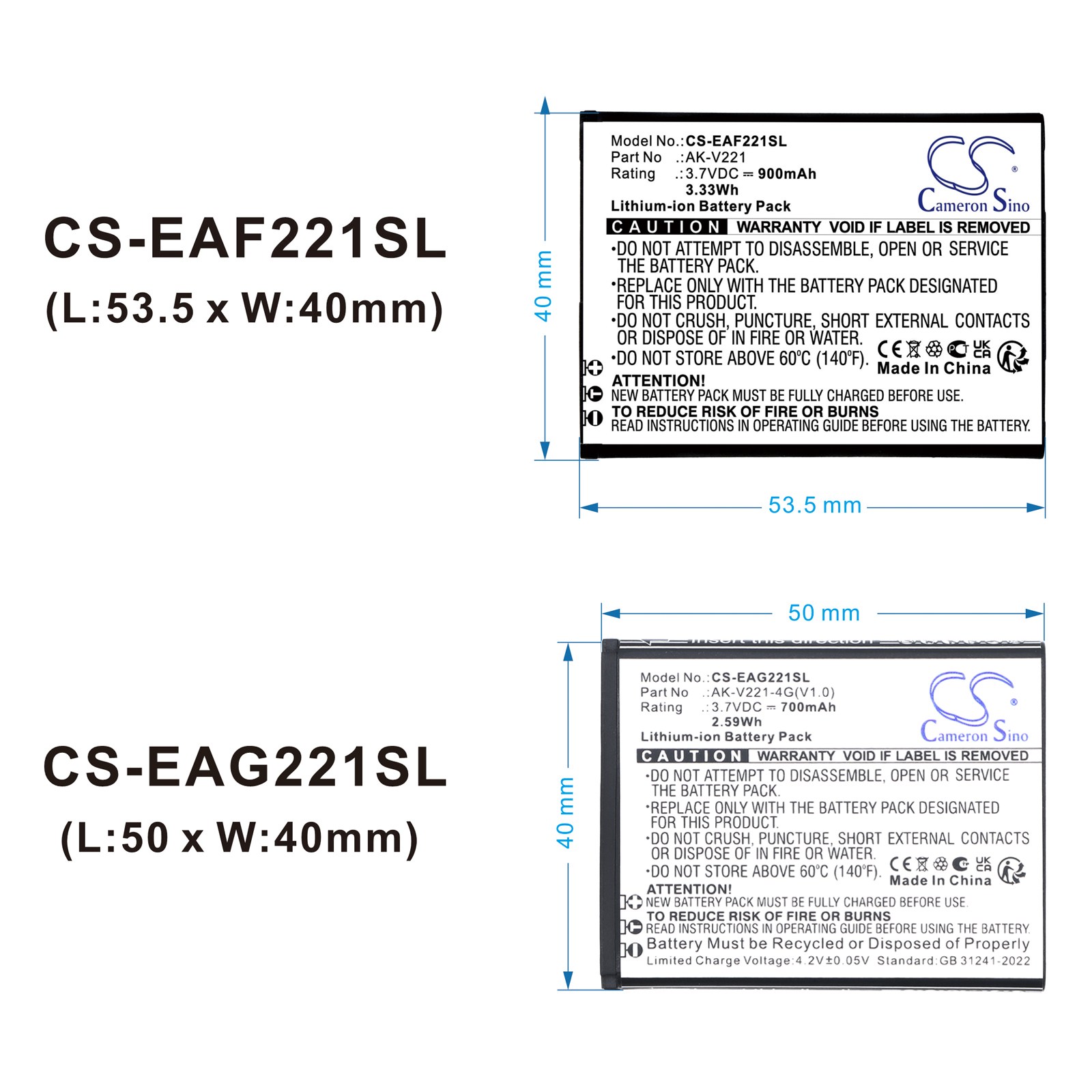 Batteri til mobiltelefon, smartphone til Emporia Active Glam 4G, V221-4G, Active Glam