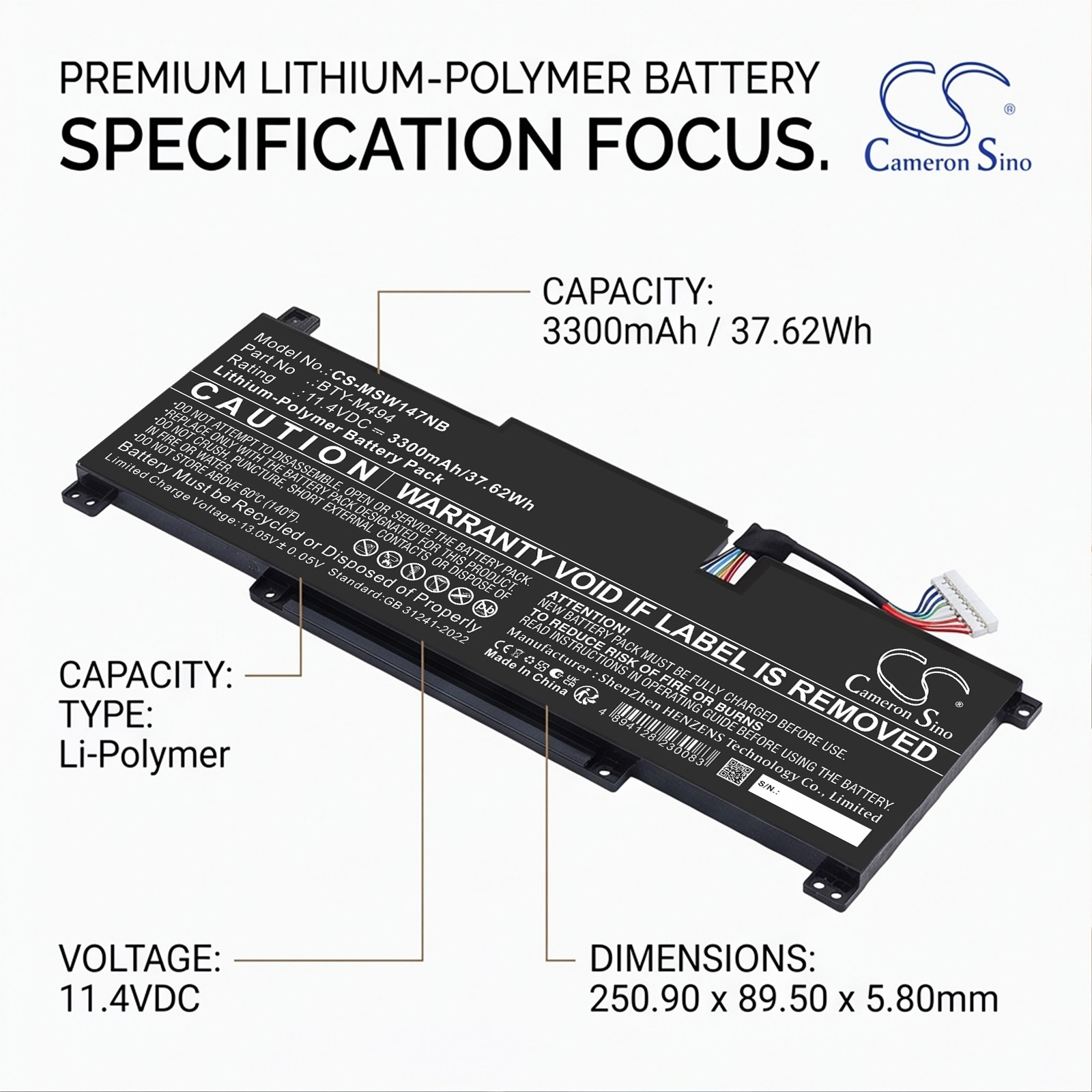Batteri til bærbar computer, laptop til MSI Modern 14 C7M-044XES m.fl.