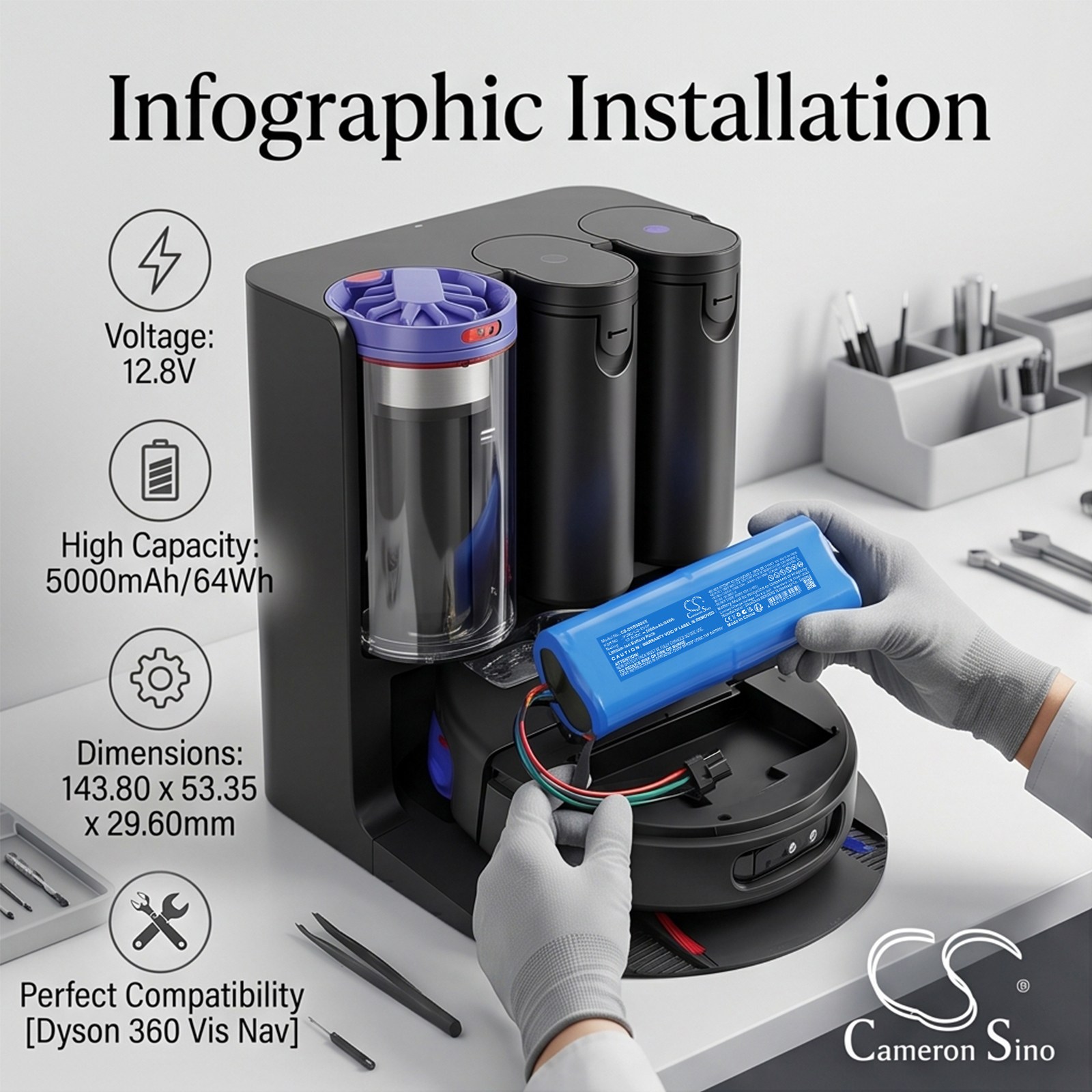 Batteri til Dyson-støvsuger 586183-01, RB05 Spot+Scrub Ai, Spot+Scrub Ai