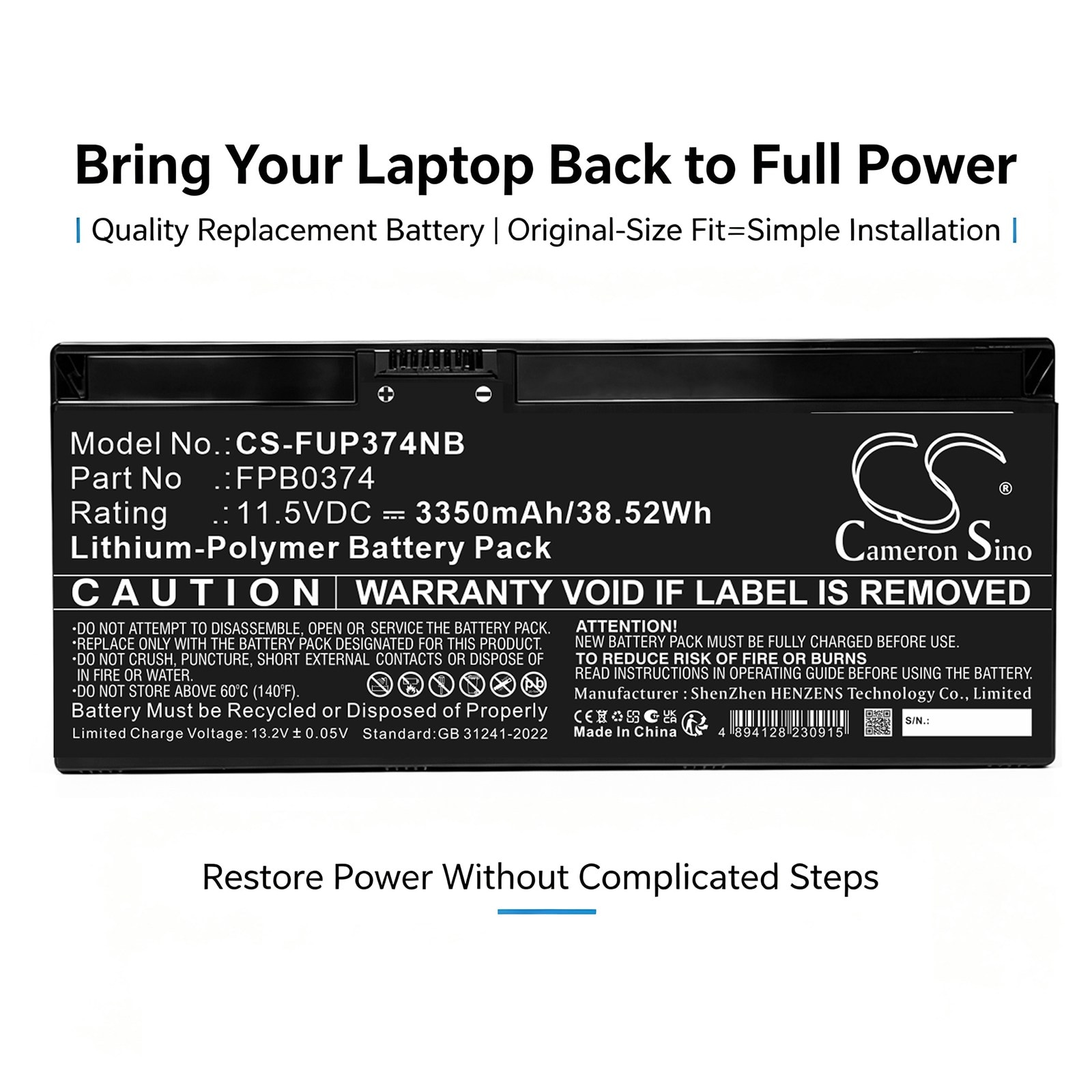 Batteri til bærbar computer, laptop til Fujitsu FMVQH04001, Lifebook U3114X m.fl.