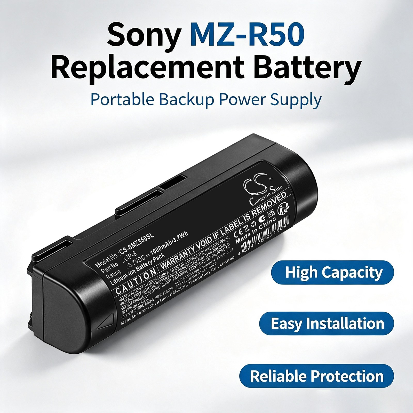 Batteri til Musik til Sony MZ-R50, MZ-R50S, MZ-R5ST