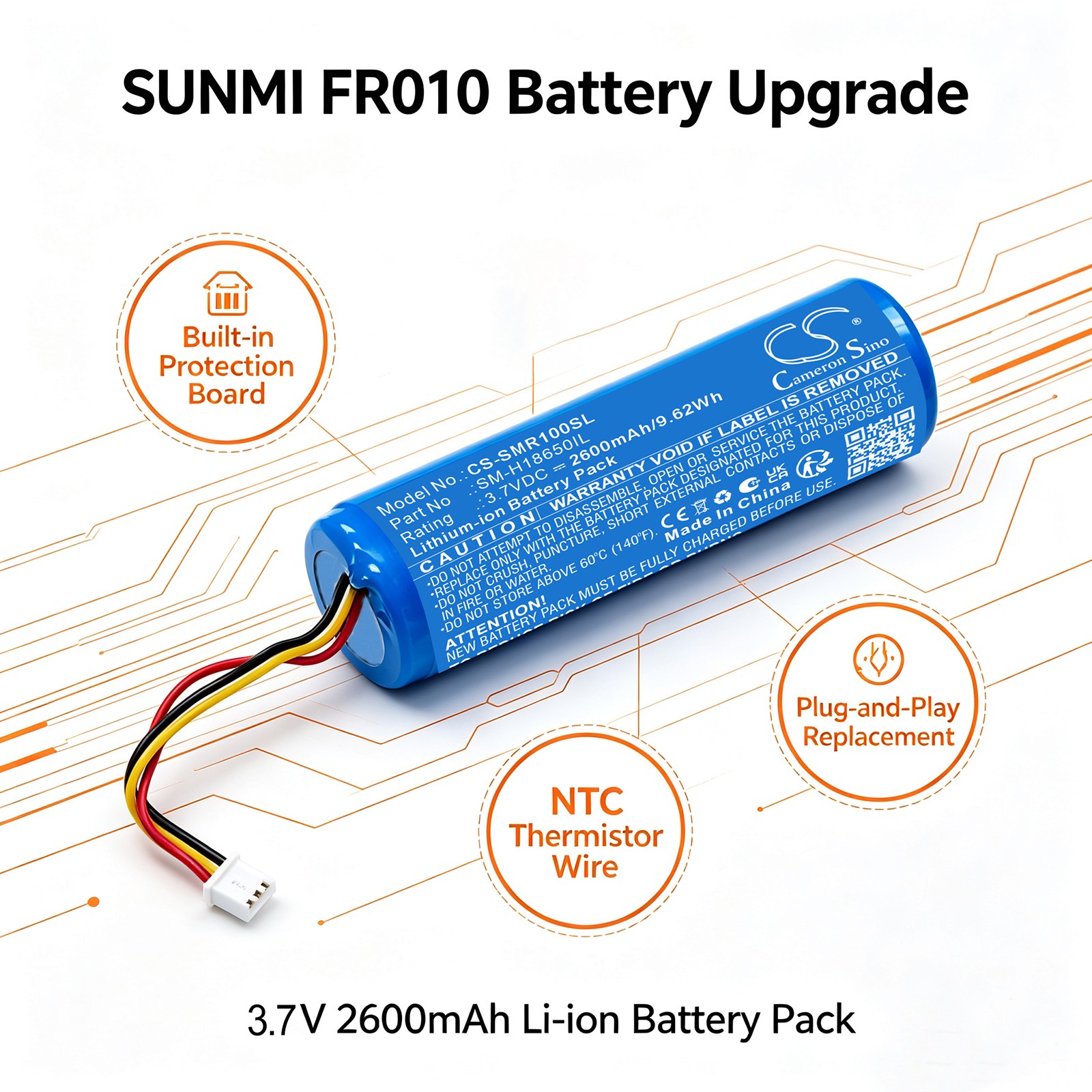 Batteri til betalingsterminal til Sunmi FR010 Financial Cash Register