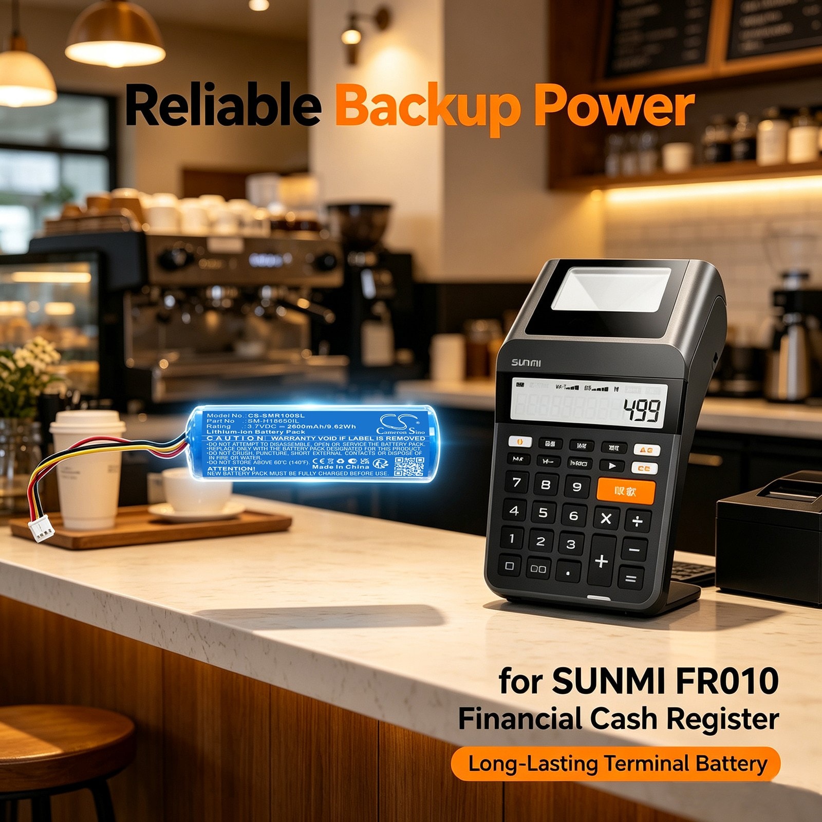 Batteri til betalingsterminal til Sunmi FR010 Financial Cash Register