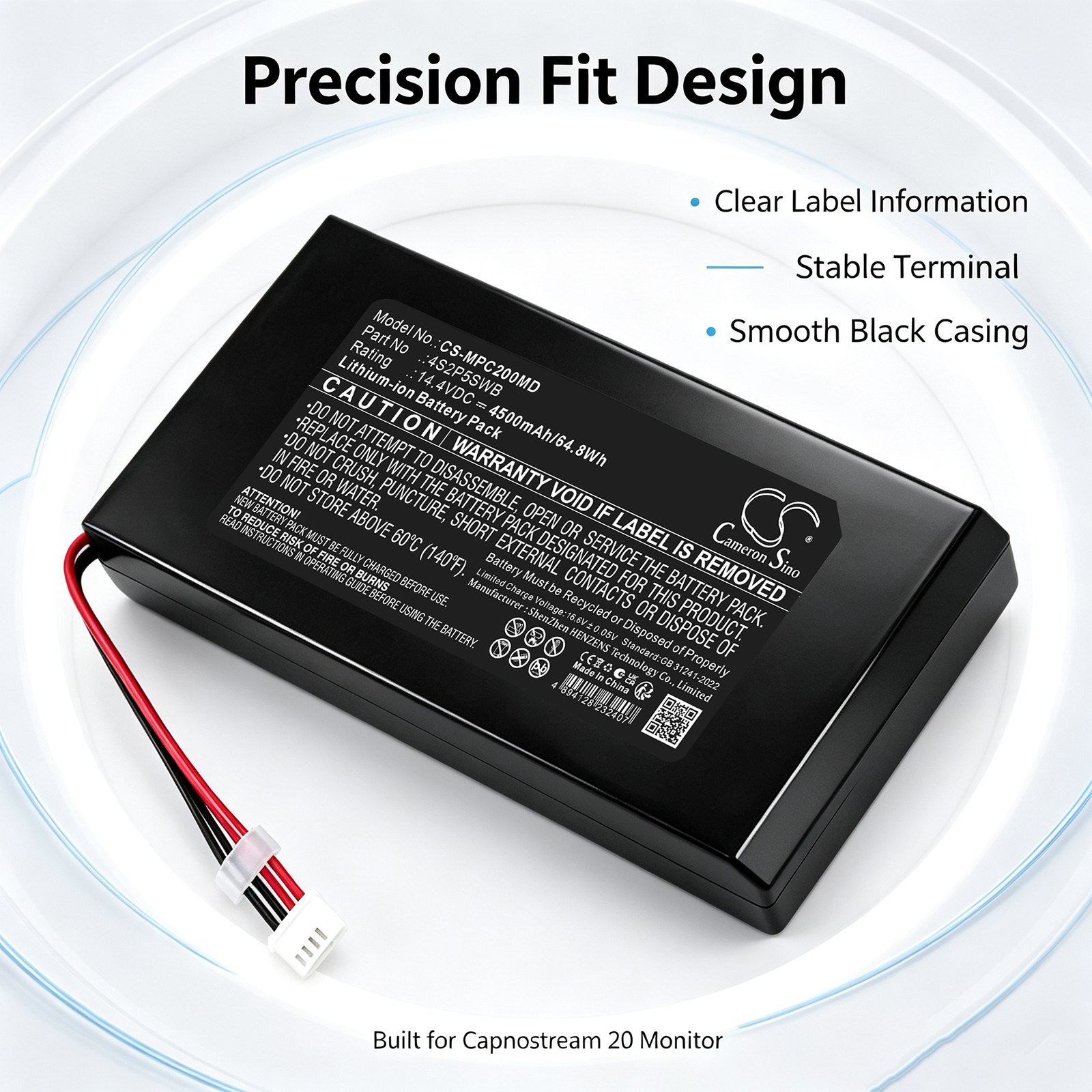 Batteri til medicinsk udstyr til Medtronic Capnostream 20, Capnostream 20-monitor