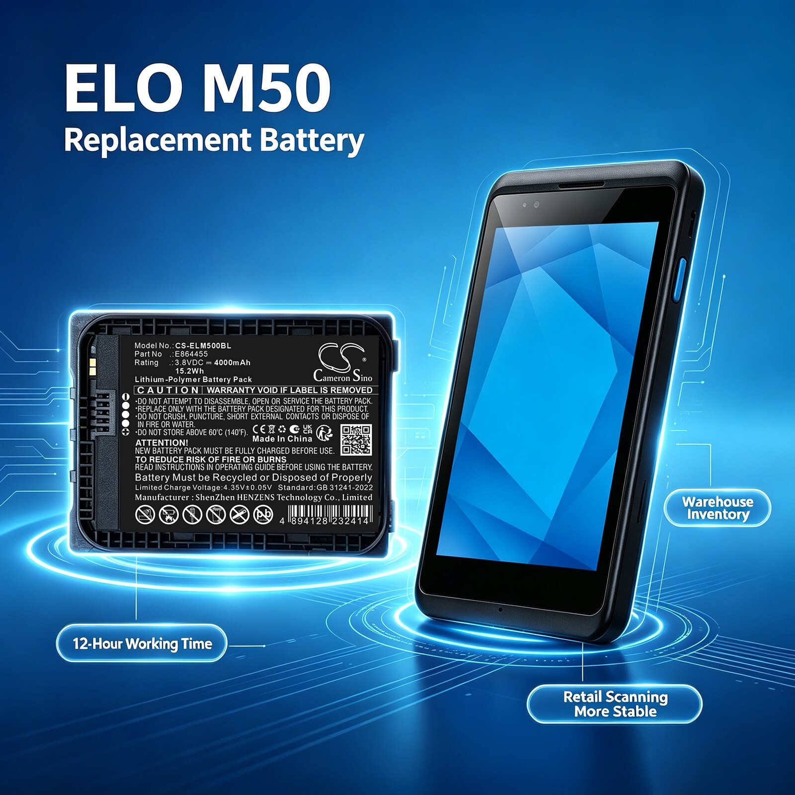 Batteri til ELO M50-betalingsterminal