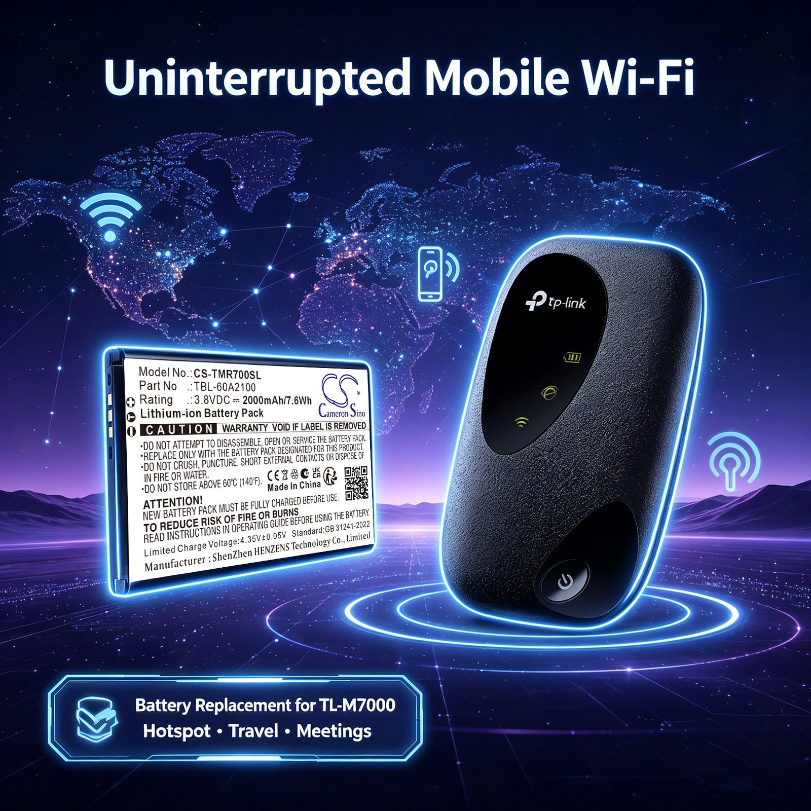 Batteri til Hotspot til TP-LINK TL-M7000, TL-M7200