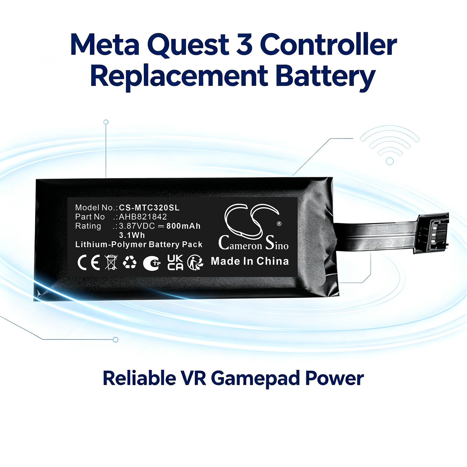 Batteri til spilkonsol til Meta Quest 3-spilcontroller, Quest 3S-spilcontroller