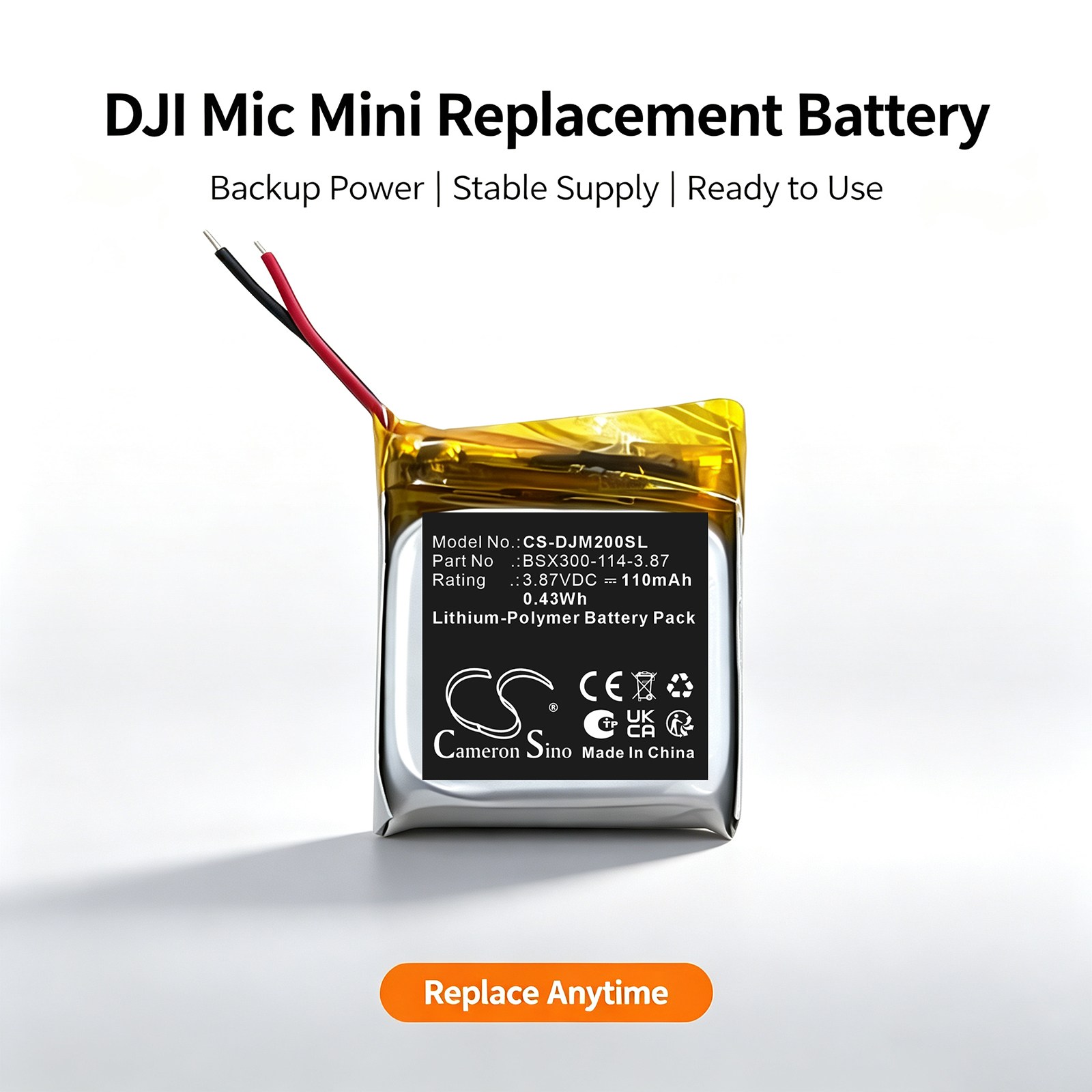 Batteri til mikrofon til DJI Mic Mini
