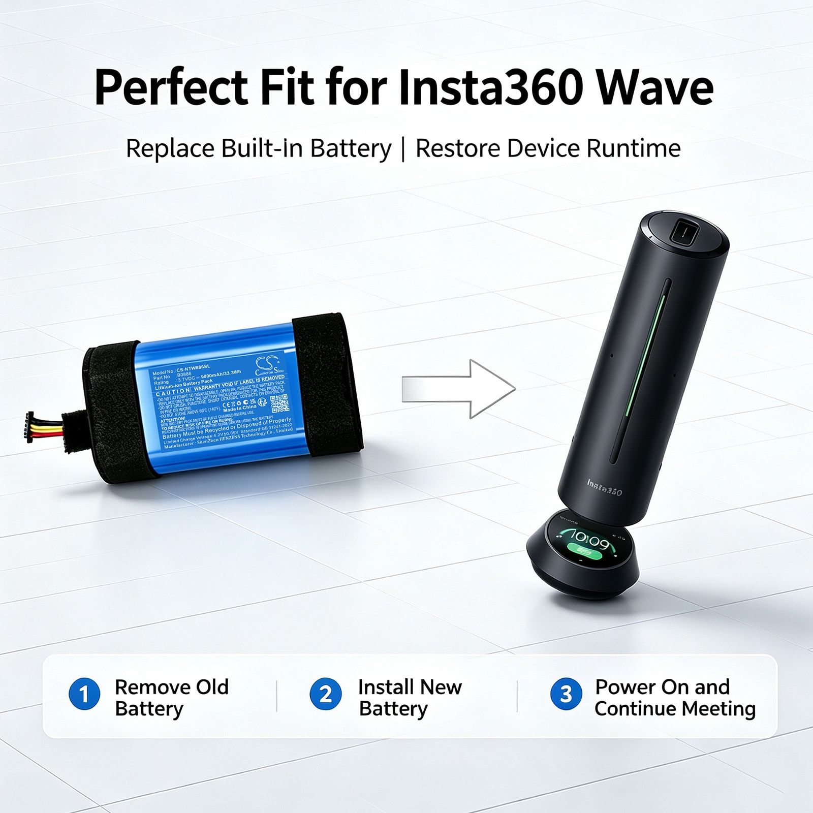 Batteri til kommunikations- og konferenceudstyr til Insta360