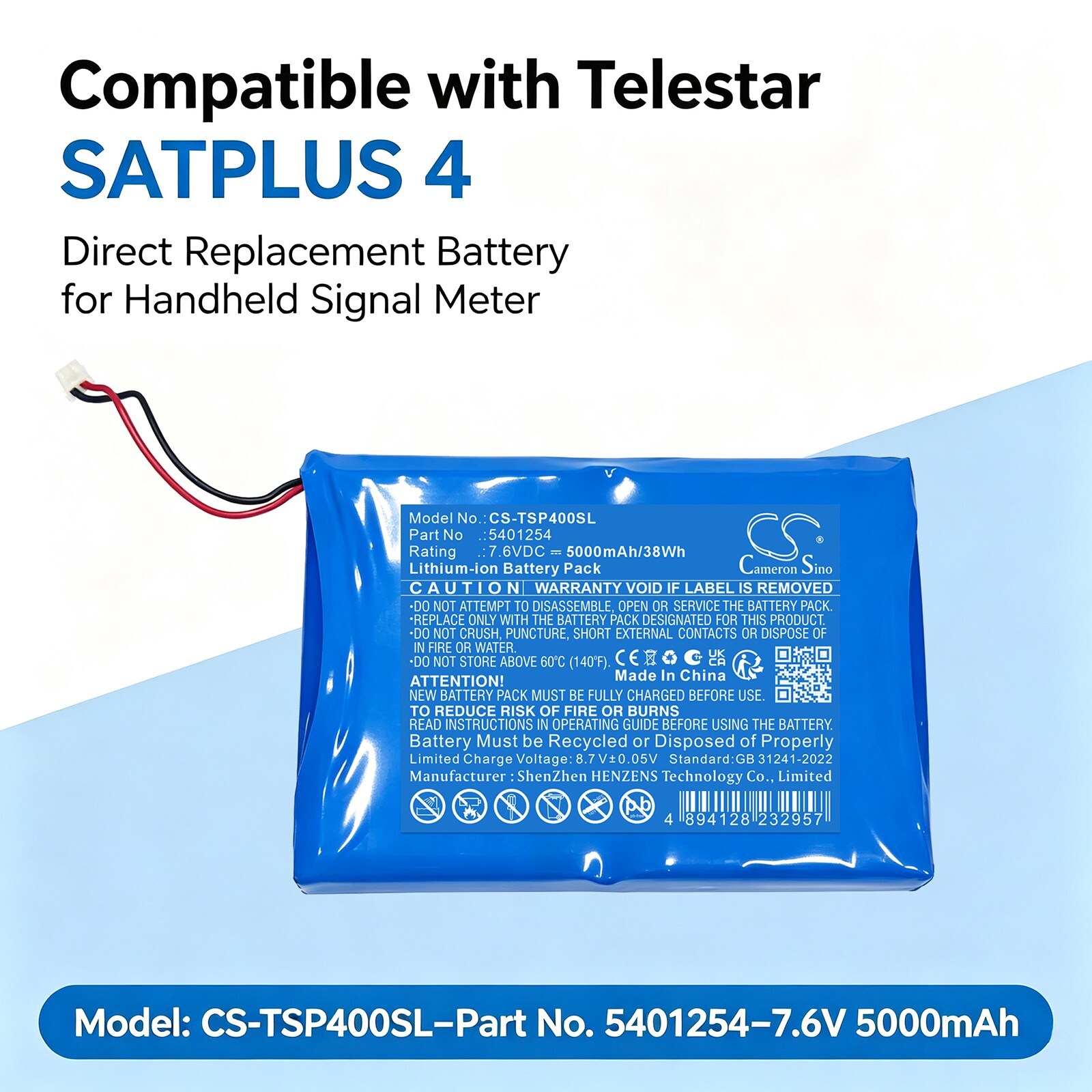 Batteri til test, undersøgelse, udstyr til Telestar 5401254, Satplus 4