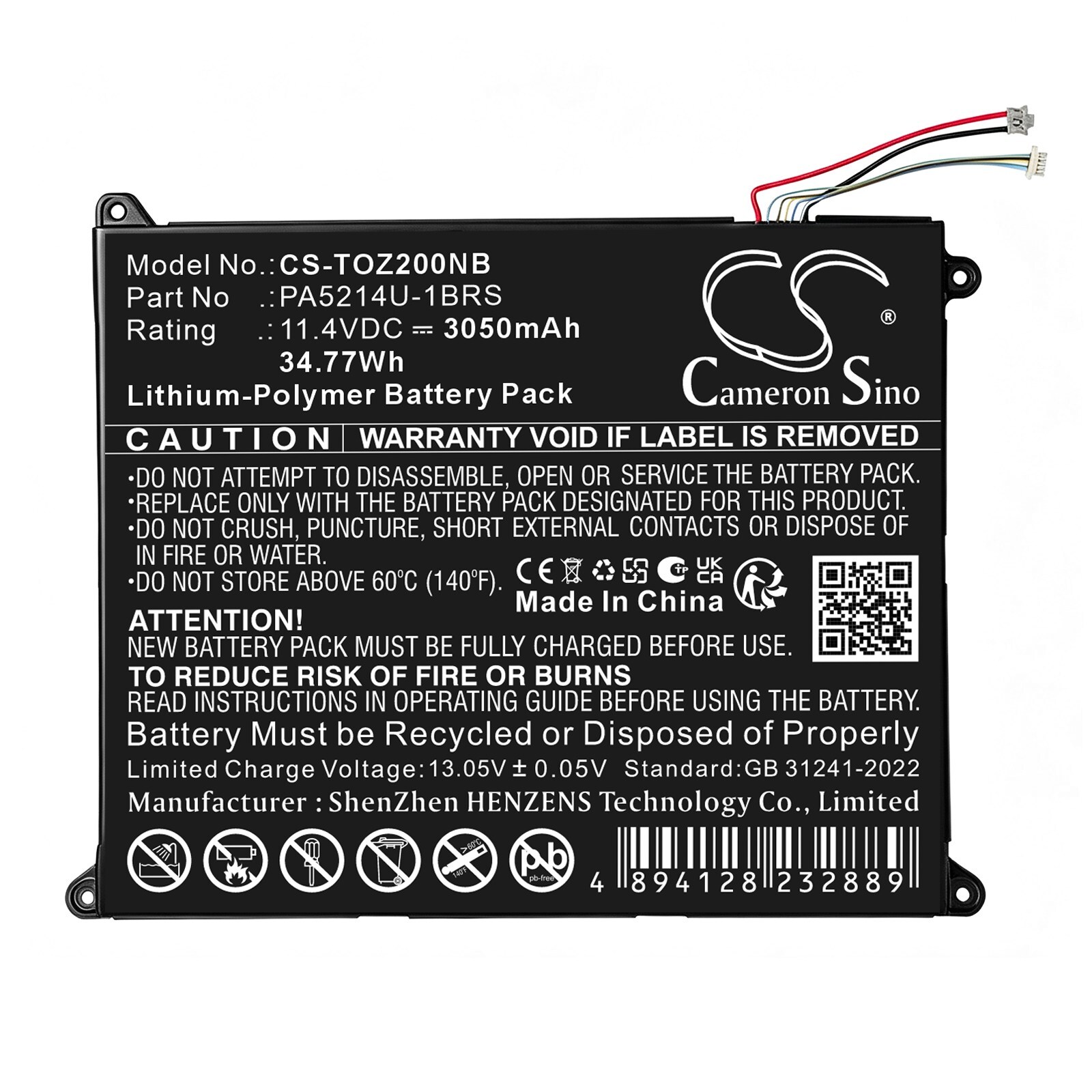 Batteri til bærbar computer, laptop til Toshiba Portege Z20T-B-103 m.fl.