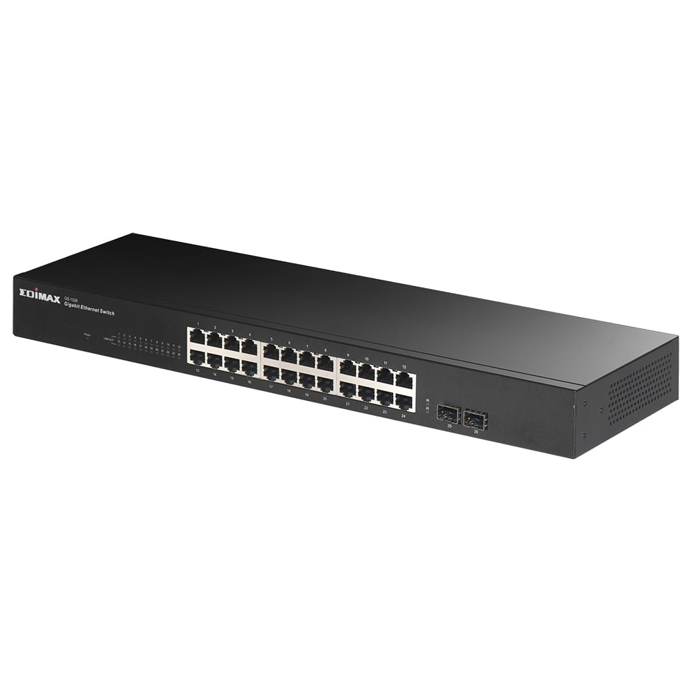 "Edimax 26-port Gigabit Switch med 2 SFP-porte 19"