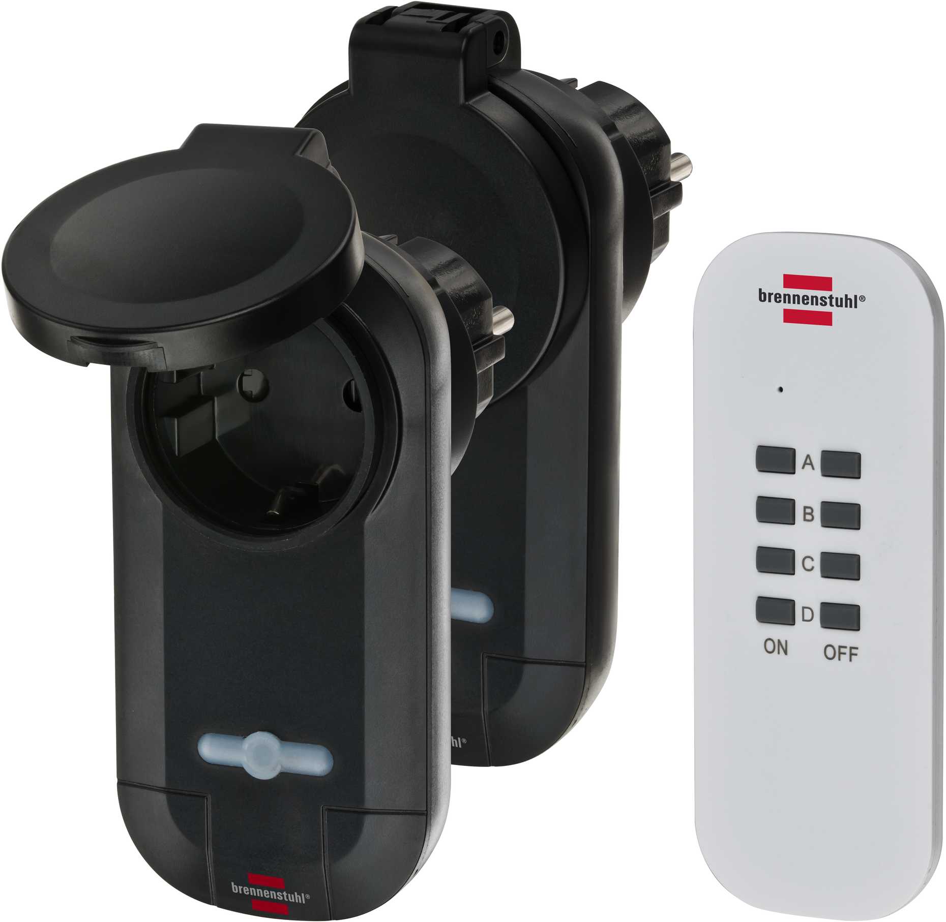 sort, Brennenstuhl Comfort-Line 2-fold radiokontaktsæt RC CE1 0201 IP 44