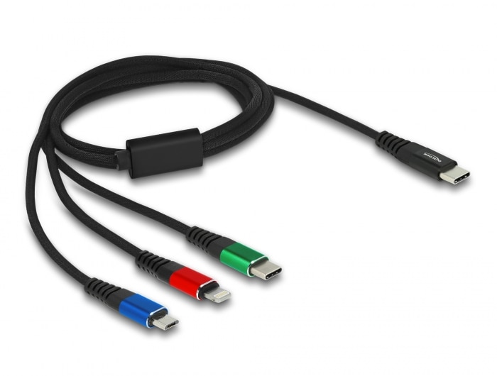 Delock USB-opladerkabel 3 i 1 USB Type-C til Lightning / Micro USB / USB Type-C