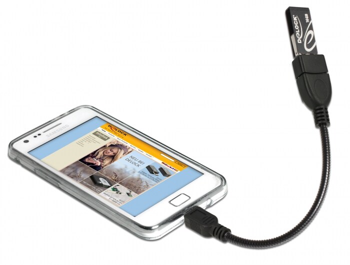 fleksibelt, Delock USB OTG-kabel USB micro-B han til USB 2.0-A hun, 15 cm
