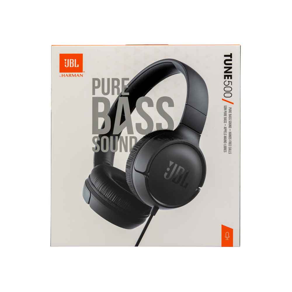 JBL JBLT500BLK Tune500 - On-ear-hovedtelefoner med ledning - lette og sammenklappelige