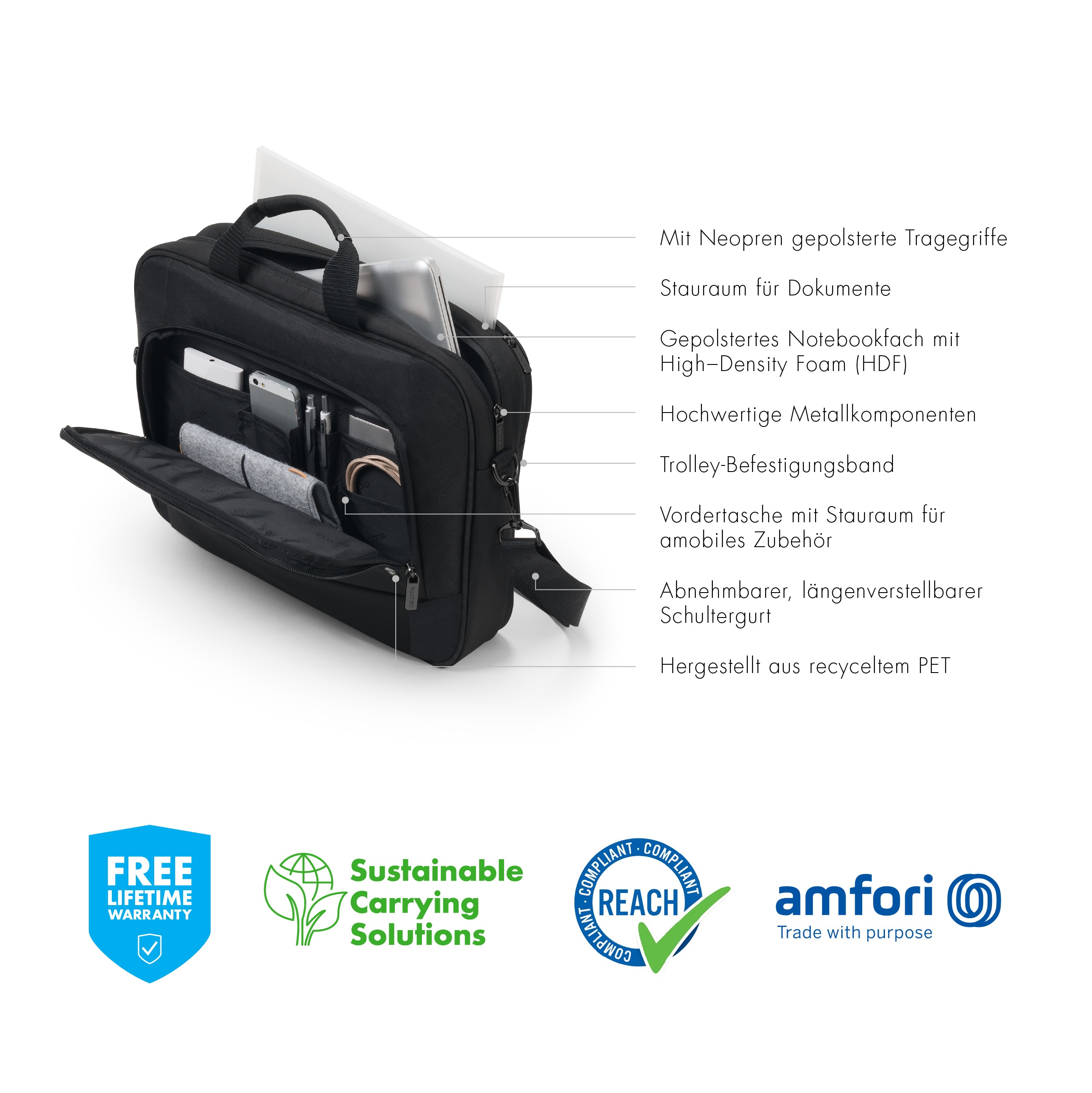 "Dicota laptop-taske Eco Top Traveller BASE 13-14,1"" sort"