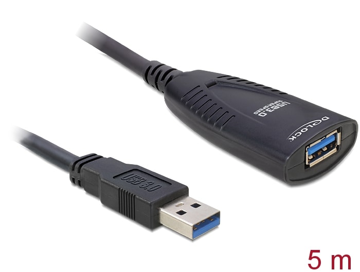 Delock-kabel USB 3.0-forlænger, aktiv 5 m