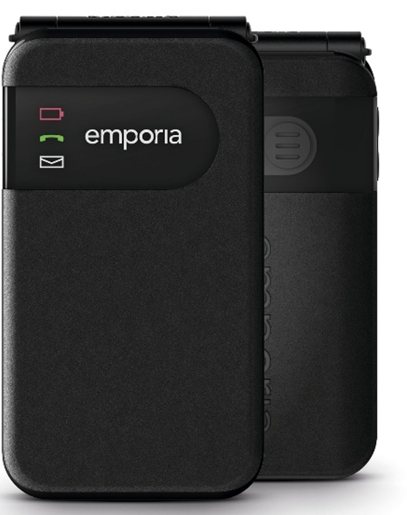 Emporia emporiaSIMPLICITYglam (V227), LTE/4G, (V3), flip-mobiltelefon med store knapper, sort