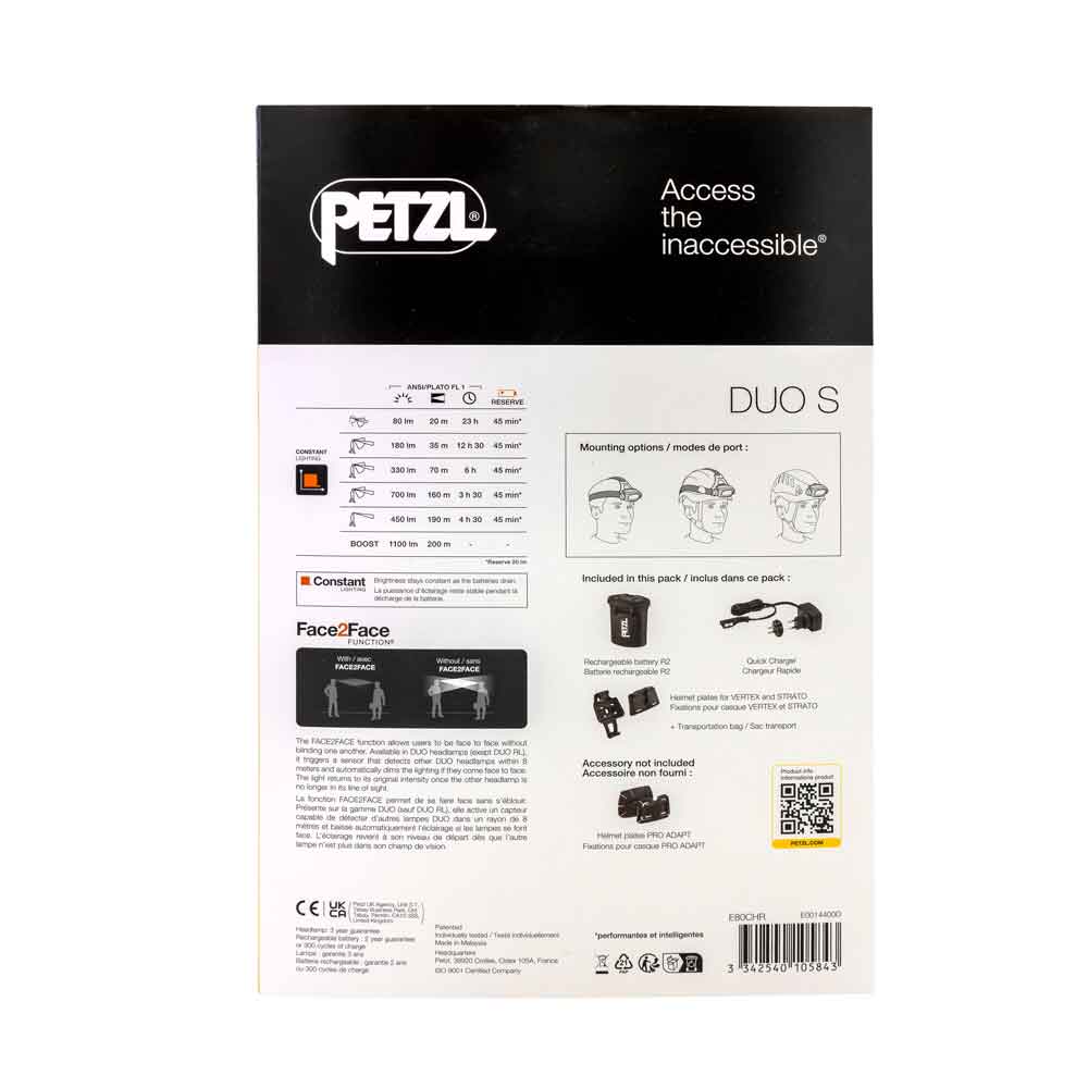 Petzl E80CHR Duo S pandelampe Sort/gul