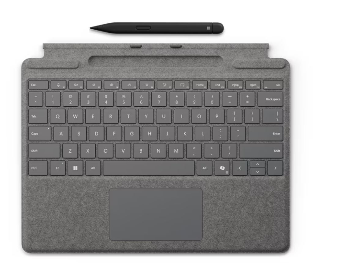 Microsoft Surface Pro Type Cover med slank pen til Surface Pro 10/11th Gen Platinum