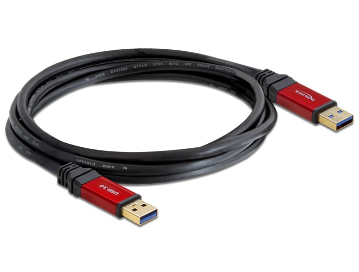 Delock USB 3.2 Gen 1-kabel Type-A-han til Type-A-han, 2 m (Premium)