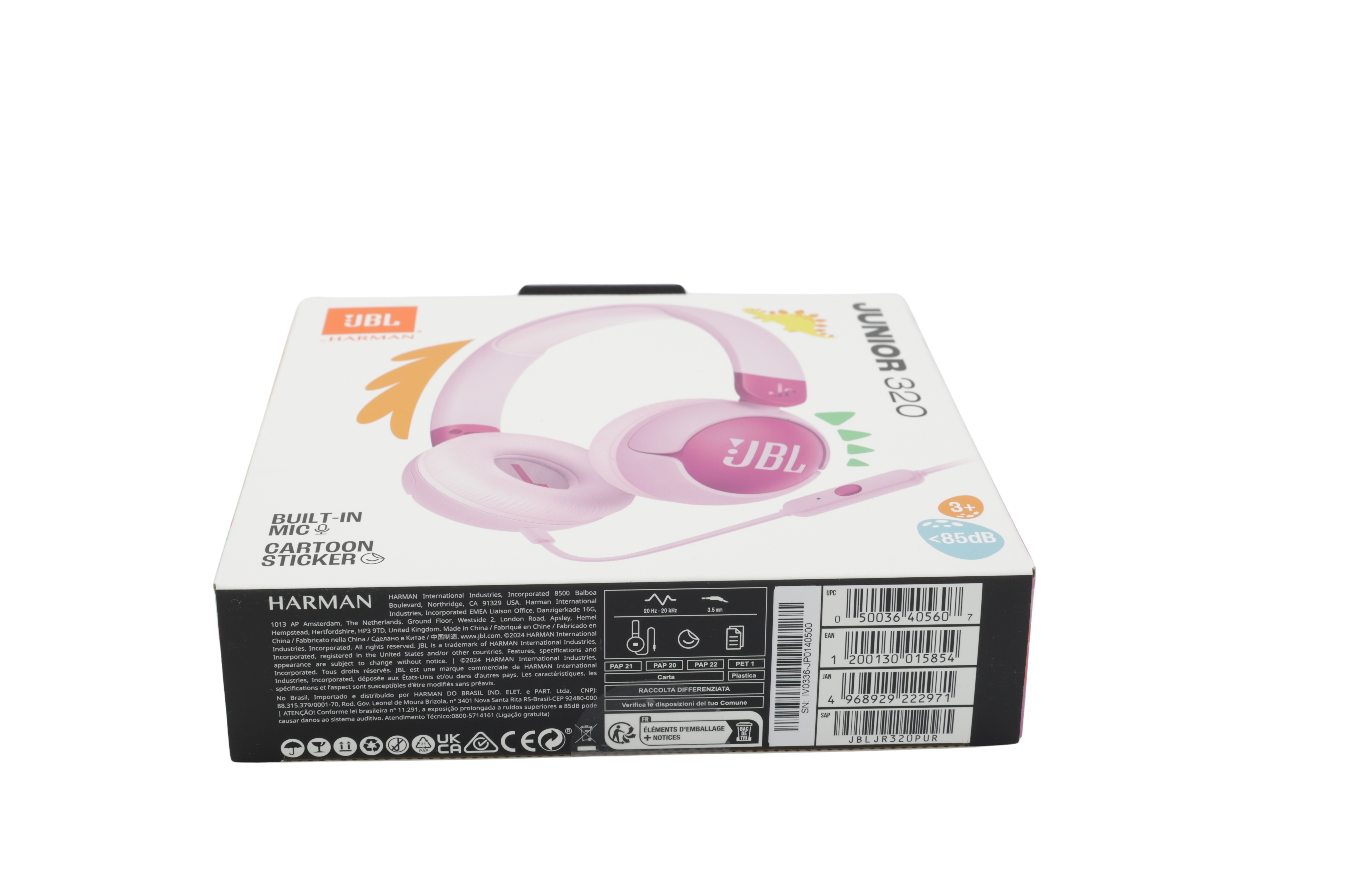 JBL Junior 320 on-ear-hovedtelefoner med kabel og mikrofon til børn, lilla