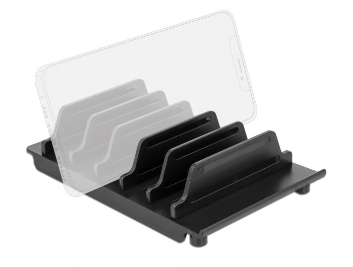 Delock-enhedsstativ til 6 tablets eller smartphones, sort