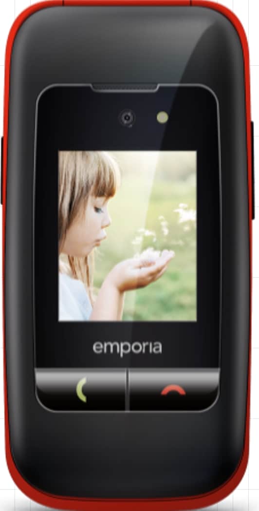Emporia emporiaONE (V200) , 2G, (V3), klaptelefon med store knapper, sort/rød