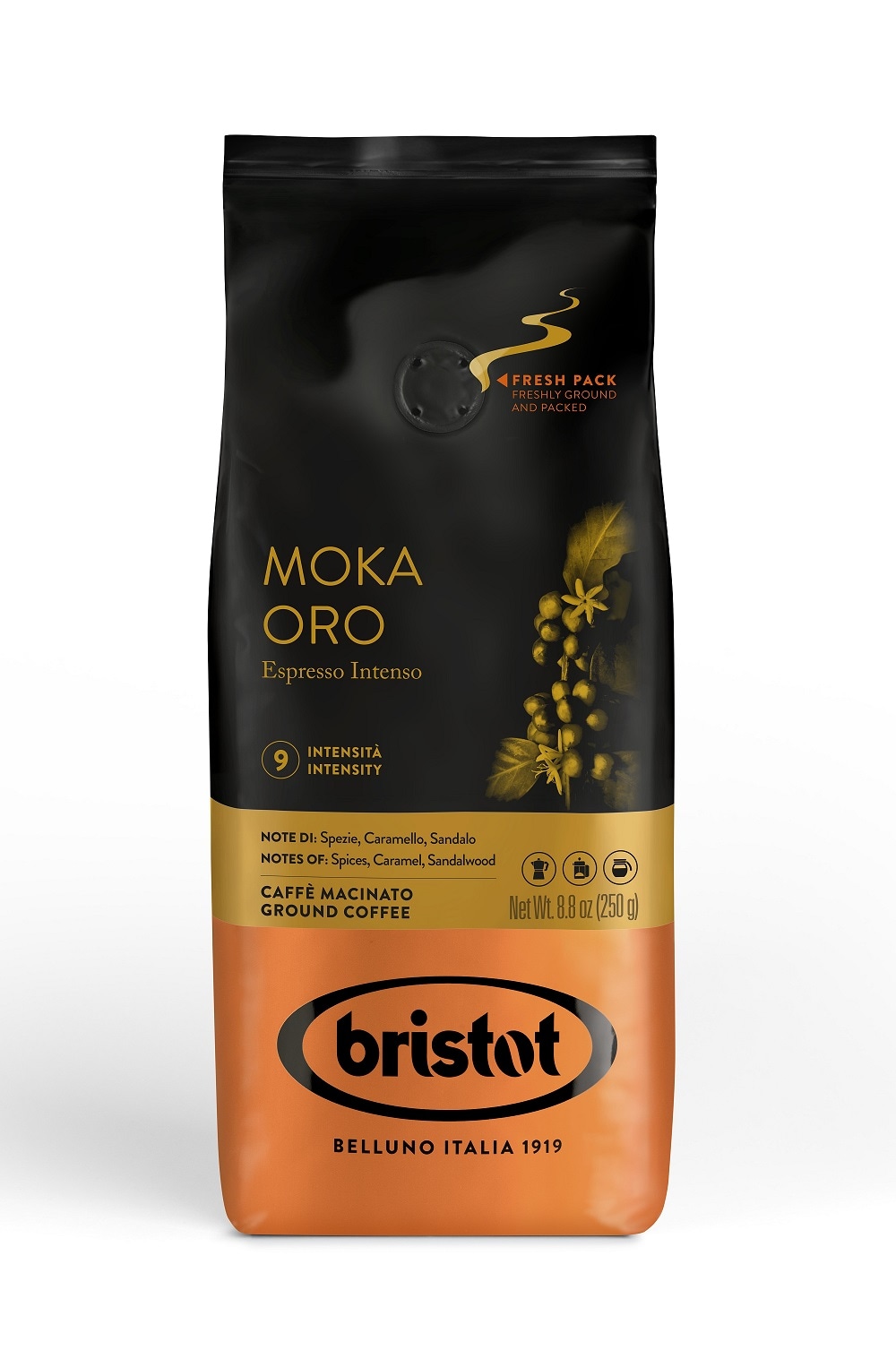 Bristot Moka Oro 250 g malet kaffe