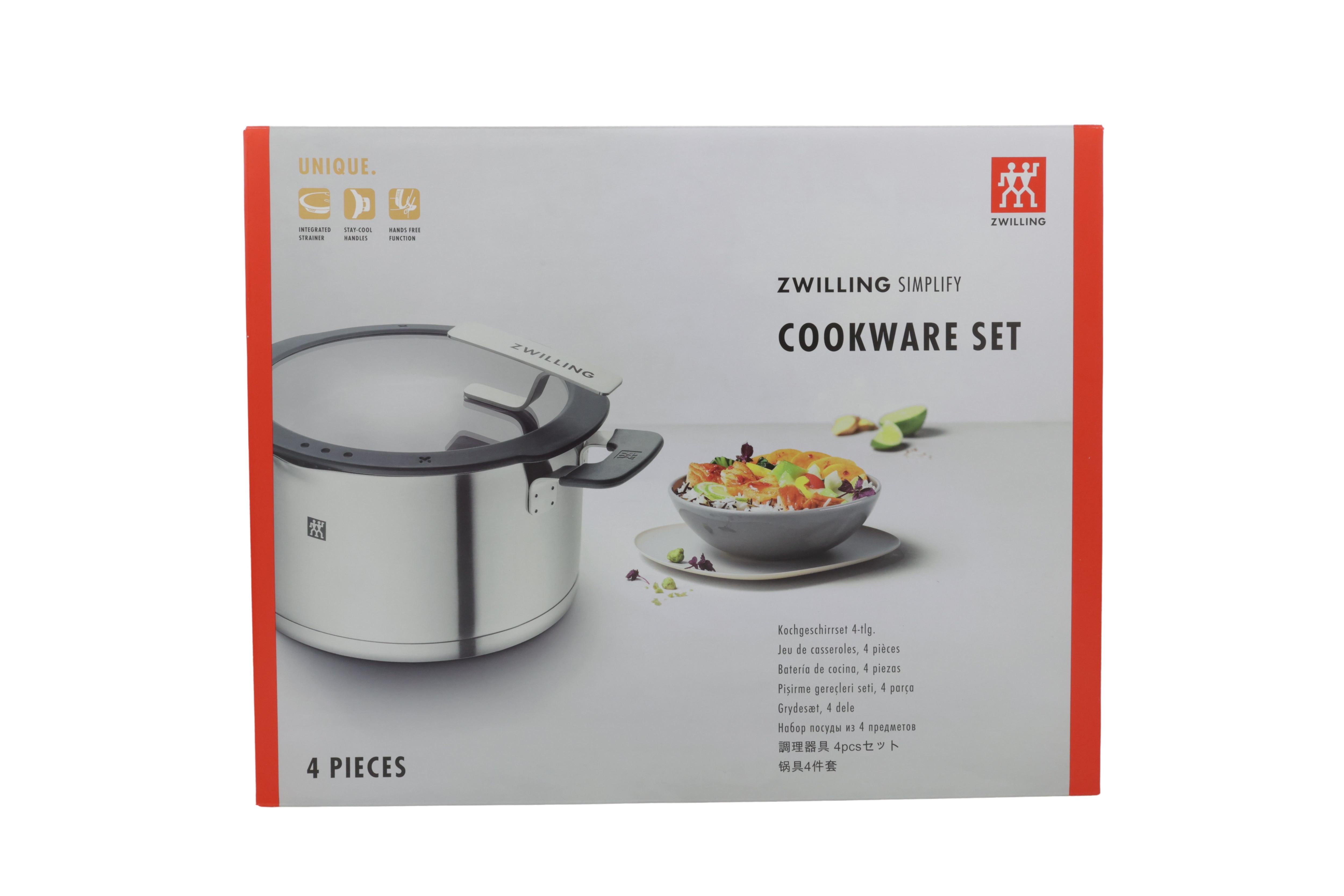 Zwilling 1009149 Simplify grydesæt i rustfrit stål 4-delt sølv-sort