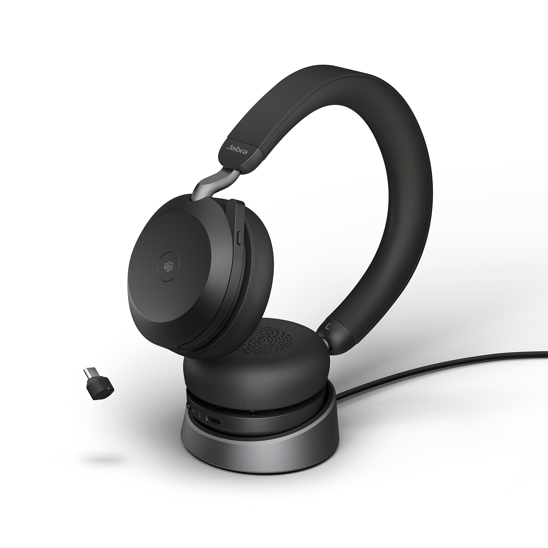 Jabra Evolve2 75 MS Stereo USB-C sort med opladningsholder