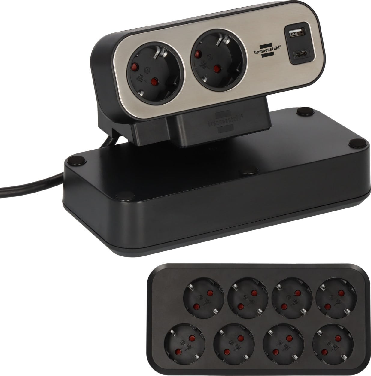 Brennenstuhl estilo duplex desktop socket 10-vejs med USB-C og USB-A
