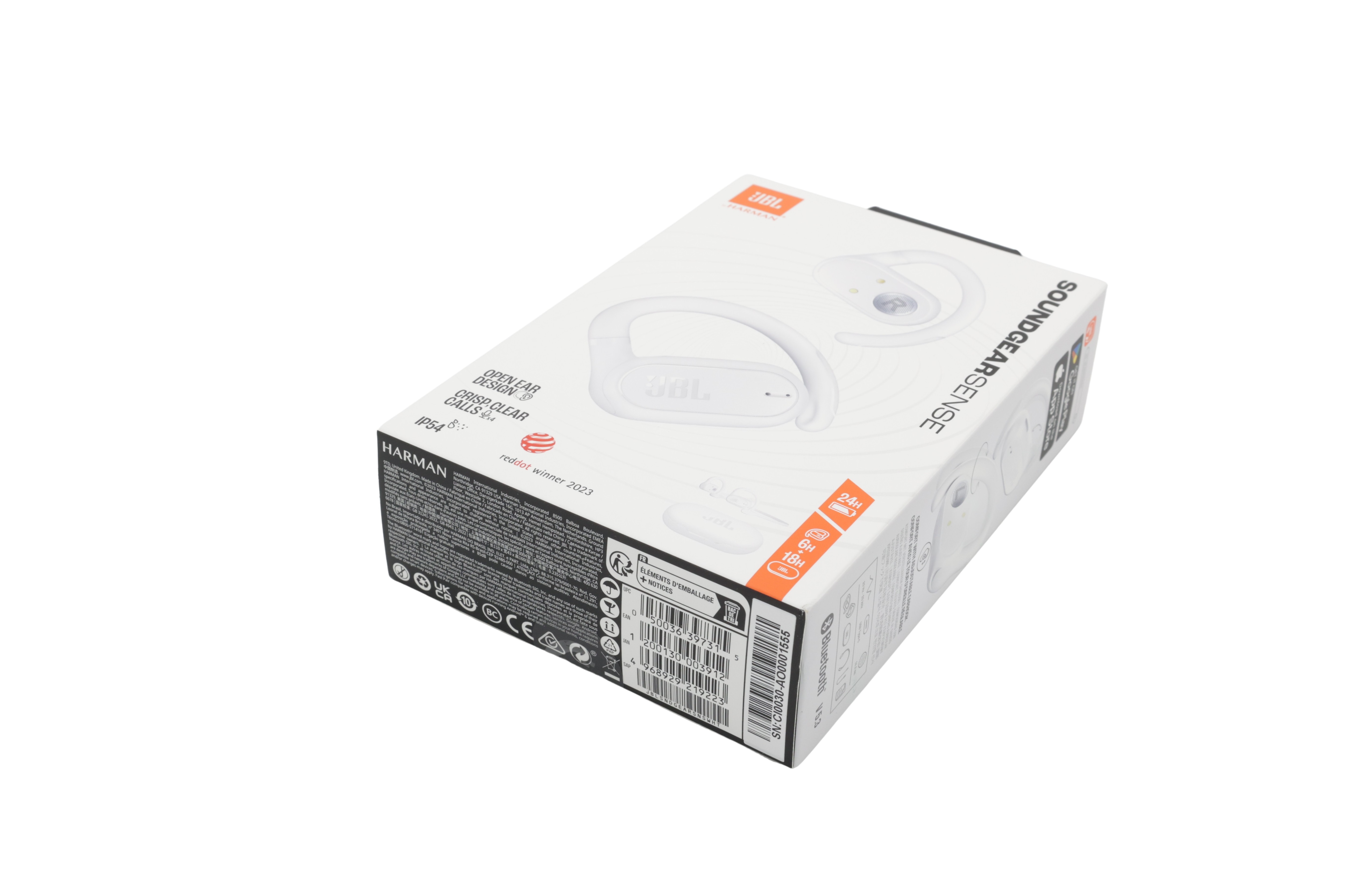 JBL Soundgear Sense trådløse Bluetooth-hovedtelefoner med åbent øre, hvid
