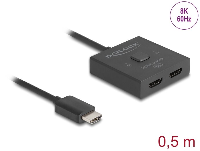 Delock HDMI Switch 2 til 1 tovejs 8K