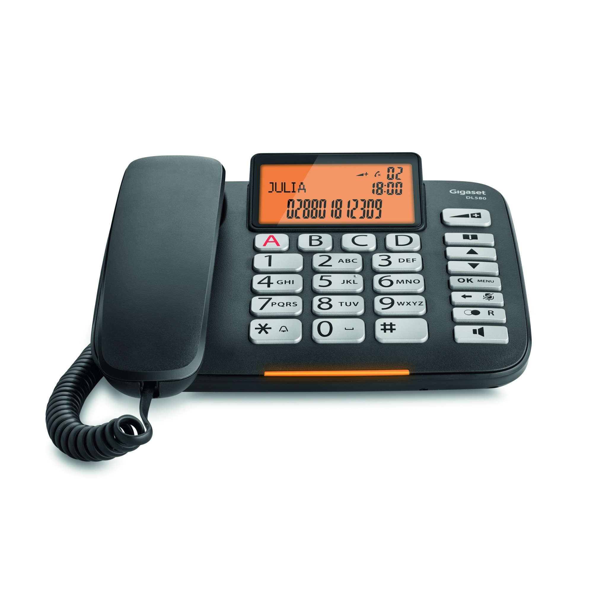 Gigaset DL580 telefon med store knapper - sort