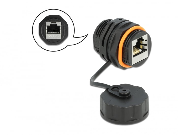 Delock-kabelstik RJ45 hun til RJ45 hun Cat.6A med tætningshætte
