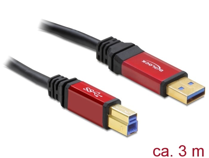 Delock-kabel USB 3.0 Type-A han > USB 3.0 Type-B han 3 m Premium