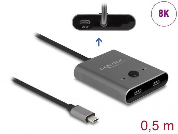 Delock USB 10 Gbps USB Type-C Switch 2 til 1 tovejs 8K
