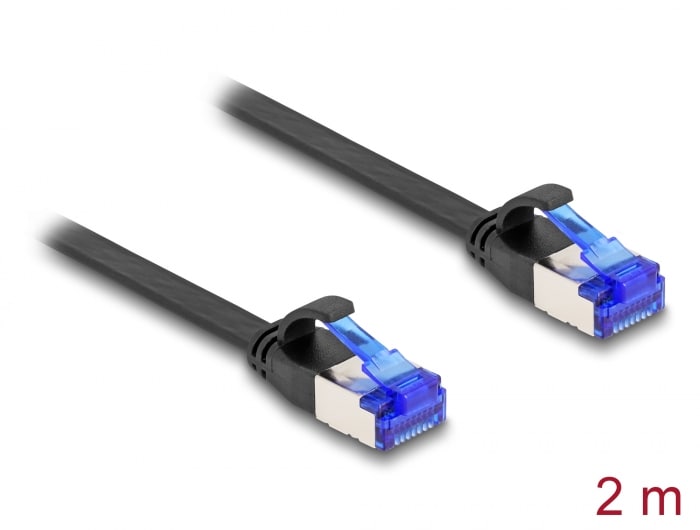 Delock RJ45 flat ribbon patchkabel han til han Cat.6A fleksibel 2 m sort