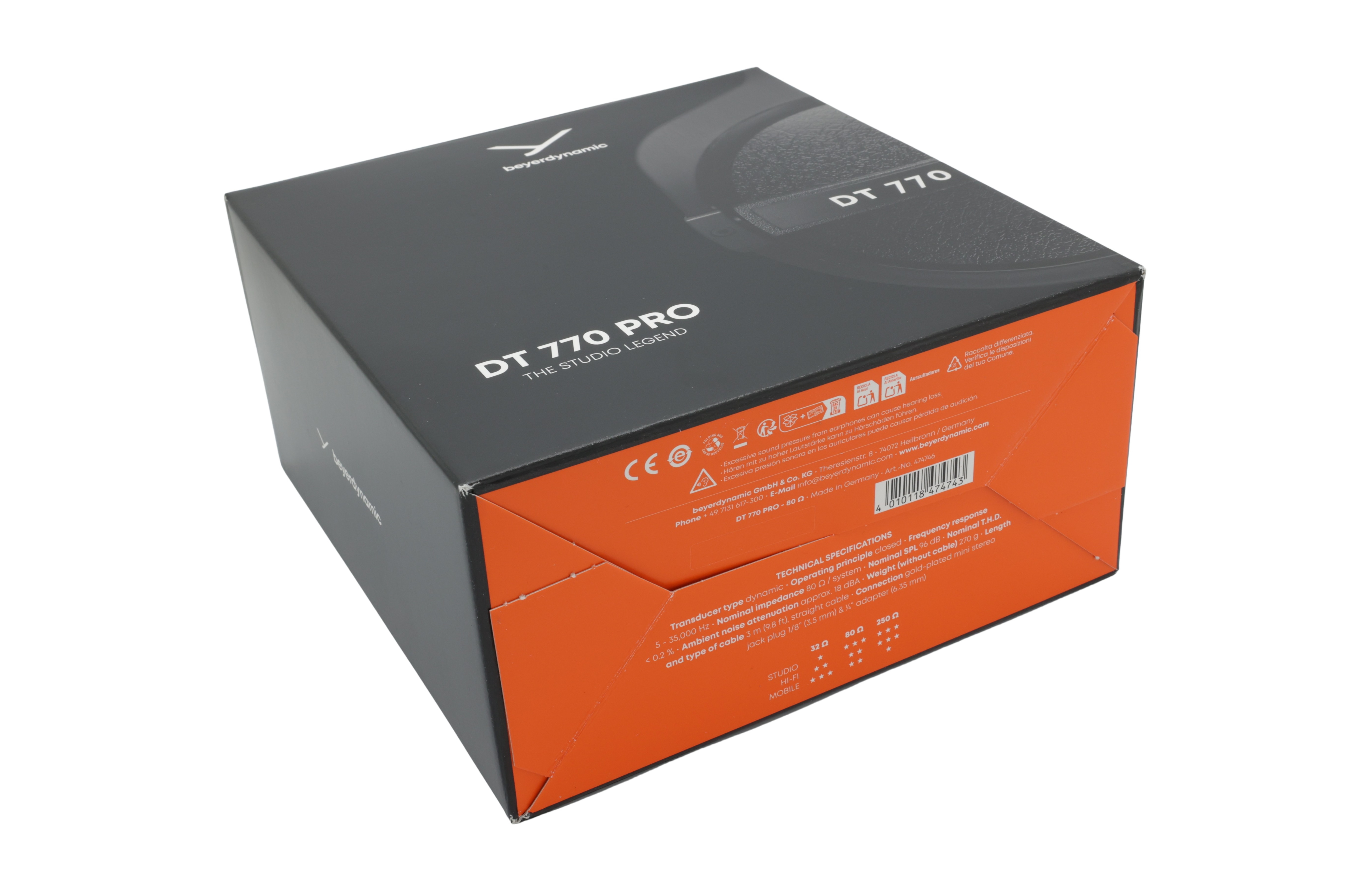 beyerdynamic DT 770 PRO 80 Ohm over-ear studio hovedtelefoner, sort