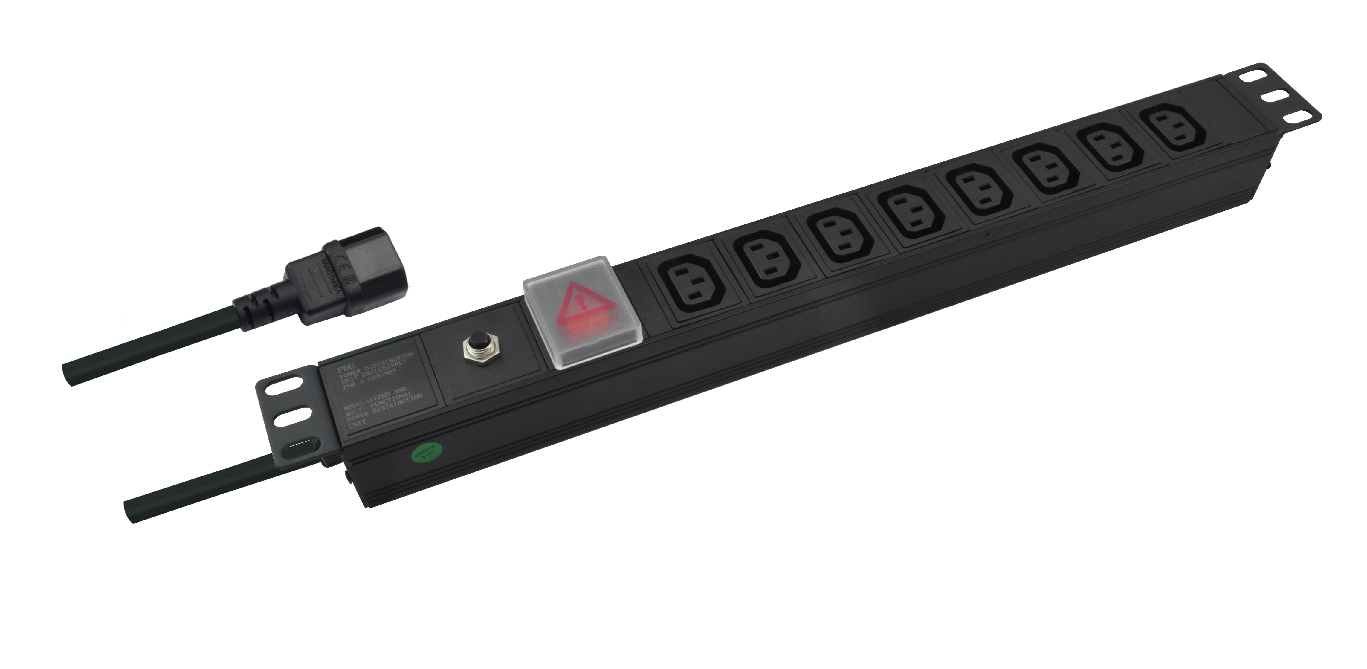 "helos 19"" PROFESSIONAL stikkontakt, 8-vejs C13, sort 2,0 m, med afbryder"