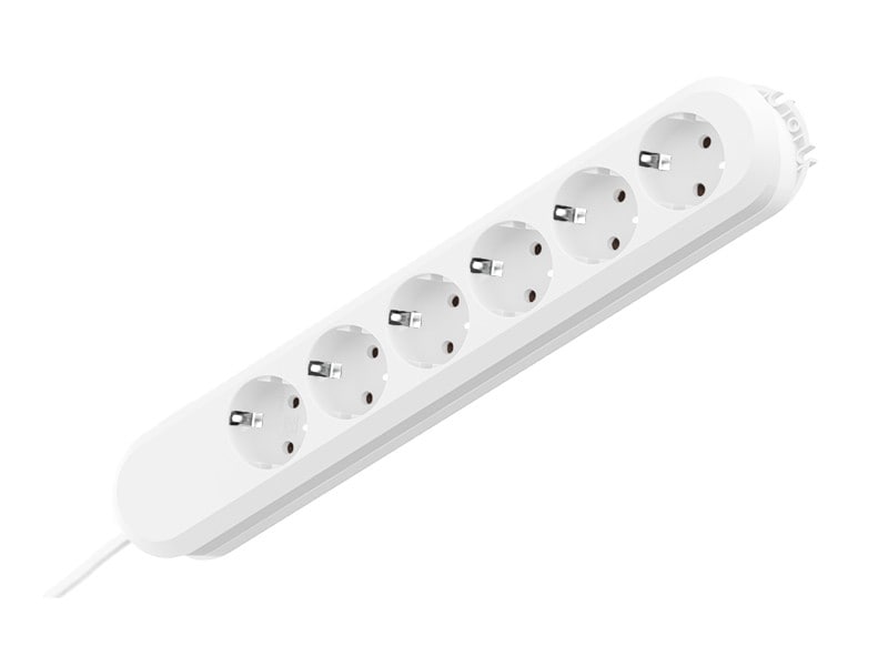 Bachmann stikkontakt SMART 6-vejs, hvid 1,5 m, uden afbryder