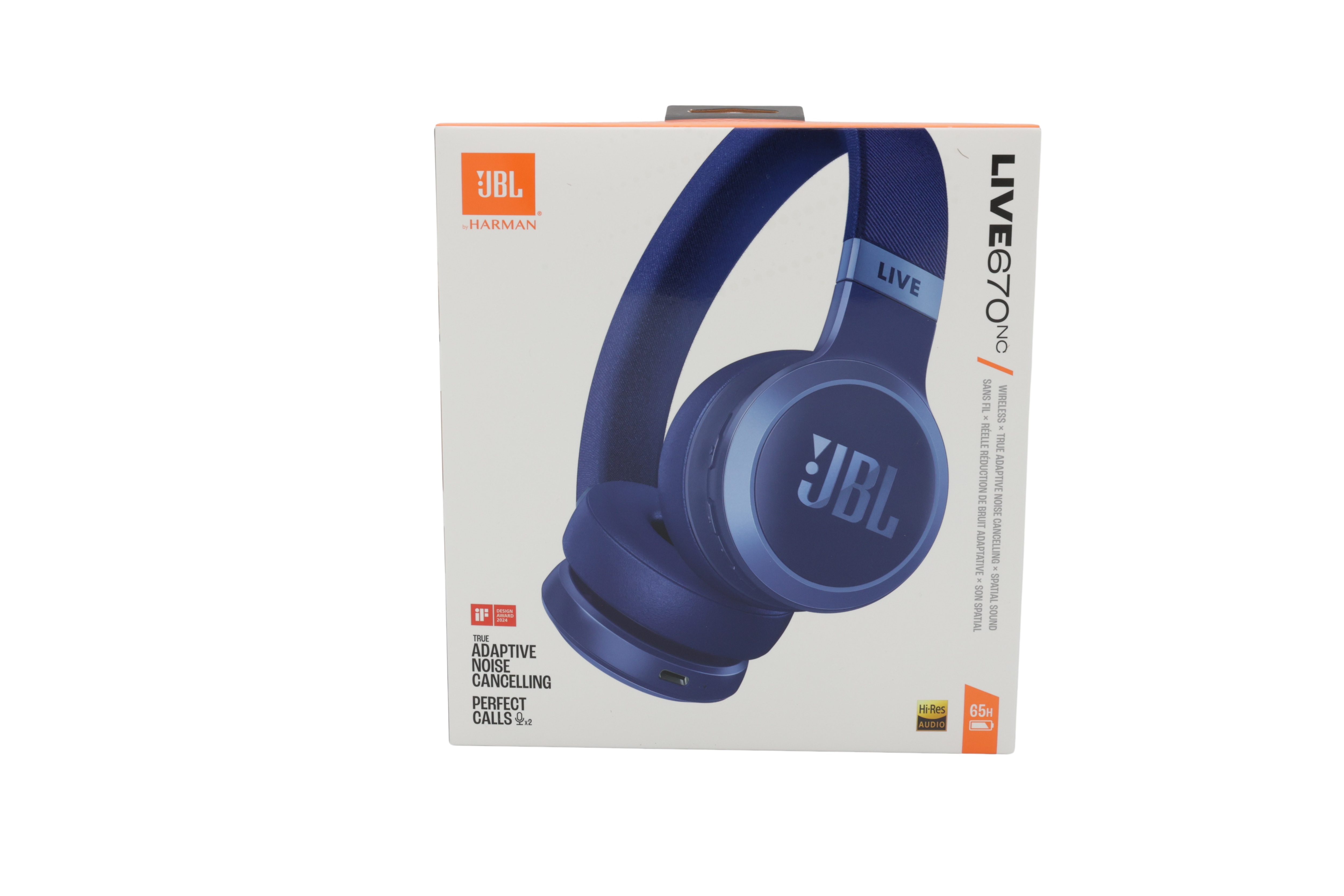 JBL Live 670 NC Bluetooth on-ear-hovedtelefoner med støjreduktion, blå