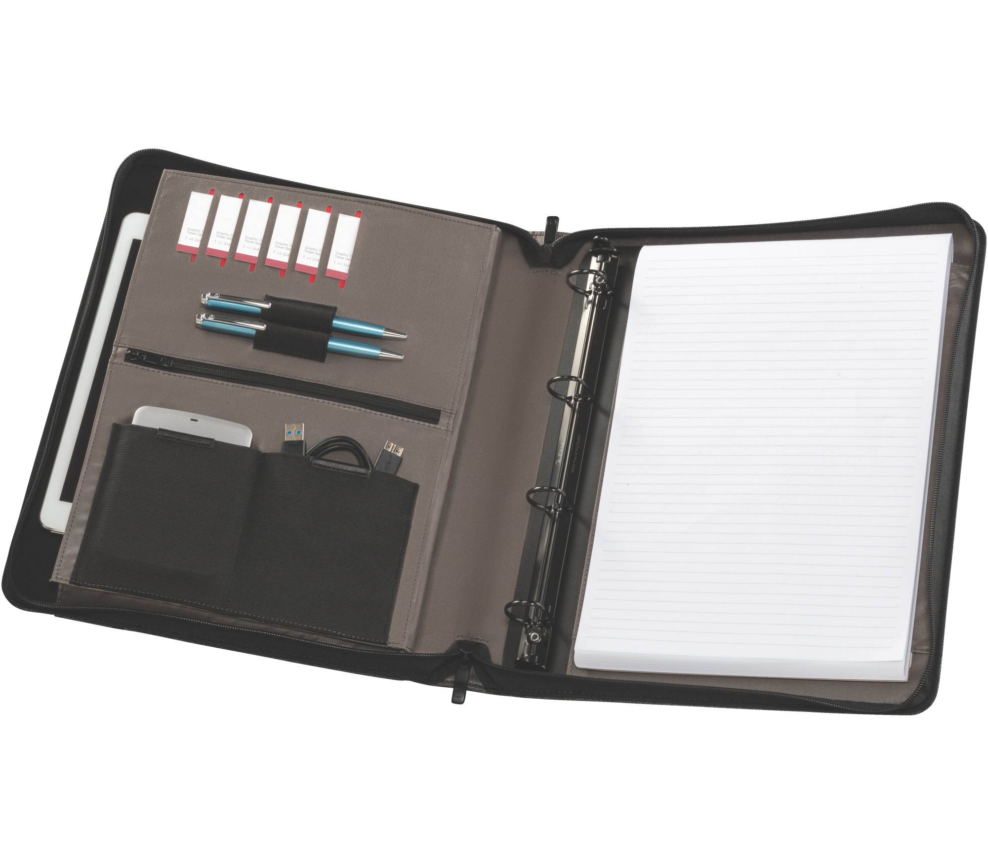 Wenger Affiliate skrivemappe med ringbind og lomme til tablet – sort